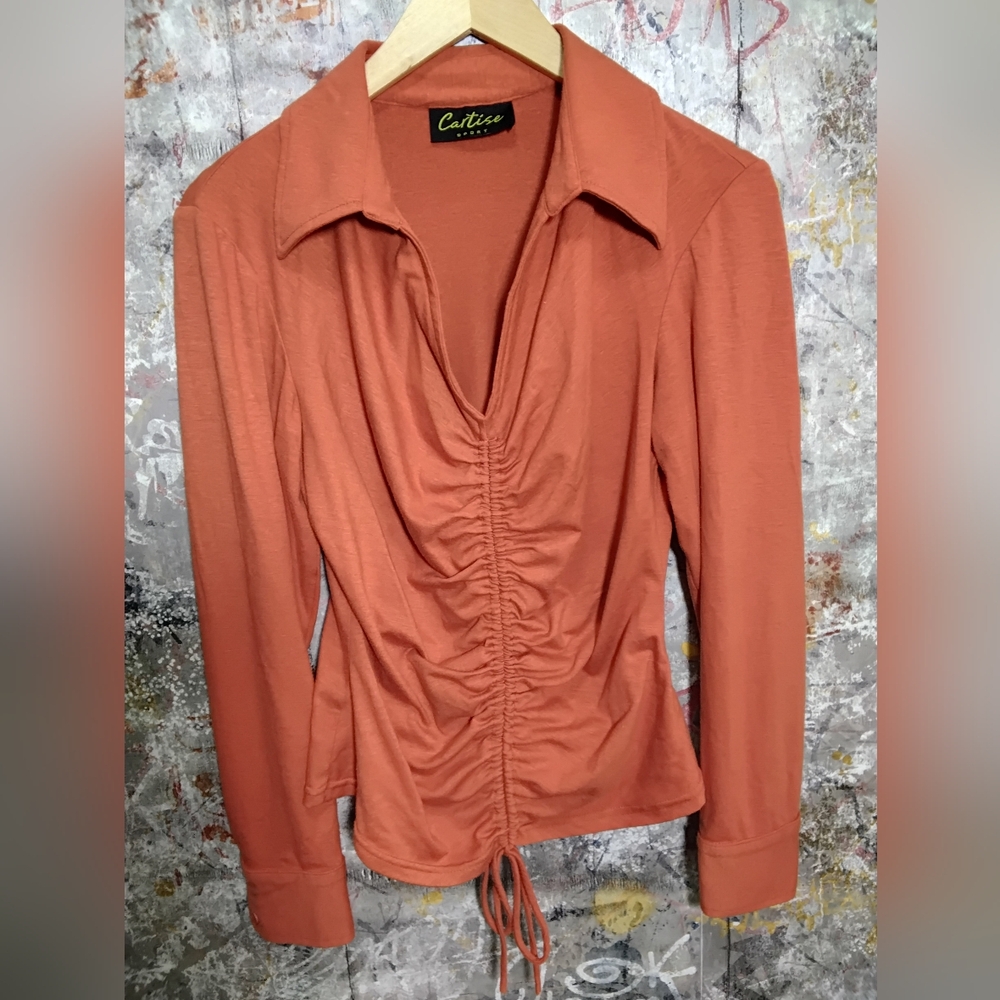 CARTISE Terracotta Ruched Women's Blouse size L